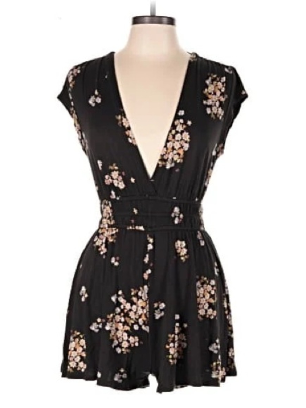 NEW Urban Outfitters Black Floral Plunge Romper Size Medium